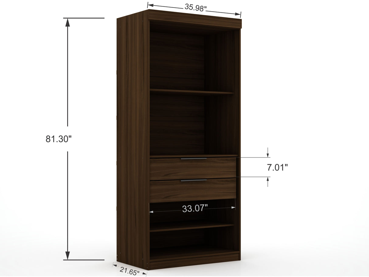 Mulberry 2.0 Sectional Wardrobe Closet in Brown by Manhattan Comfort at Eve Furniture