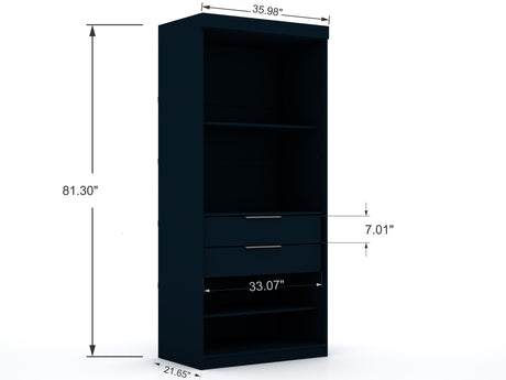 Mulberry 2.0 Sectional Wardrobe Closet in Tatiana Midnight Blue by Manhattan Comfort at Eve Furniture