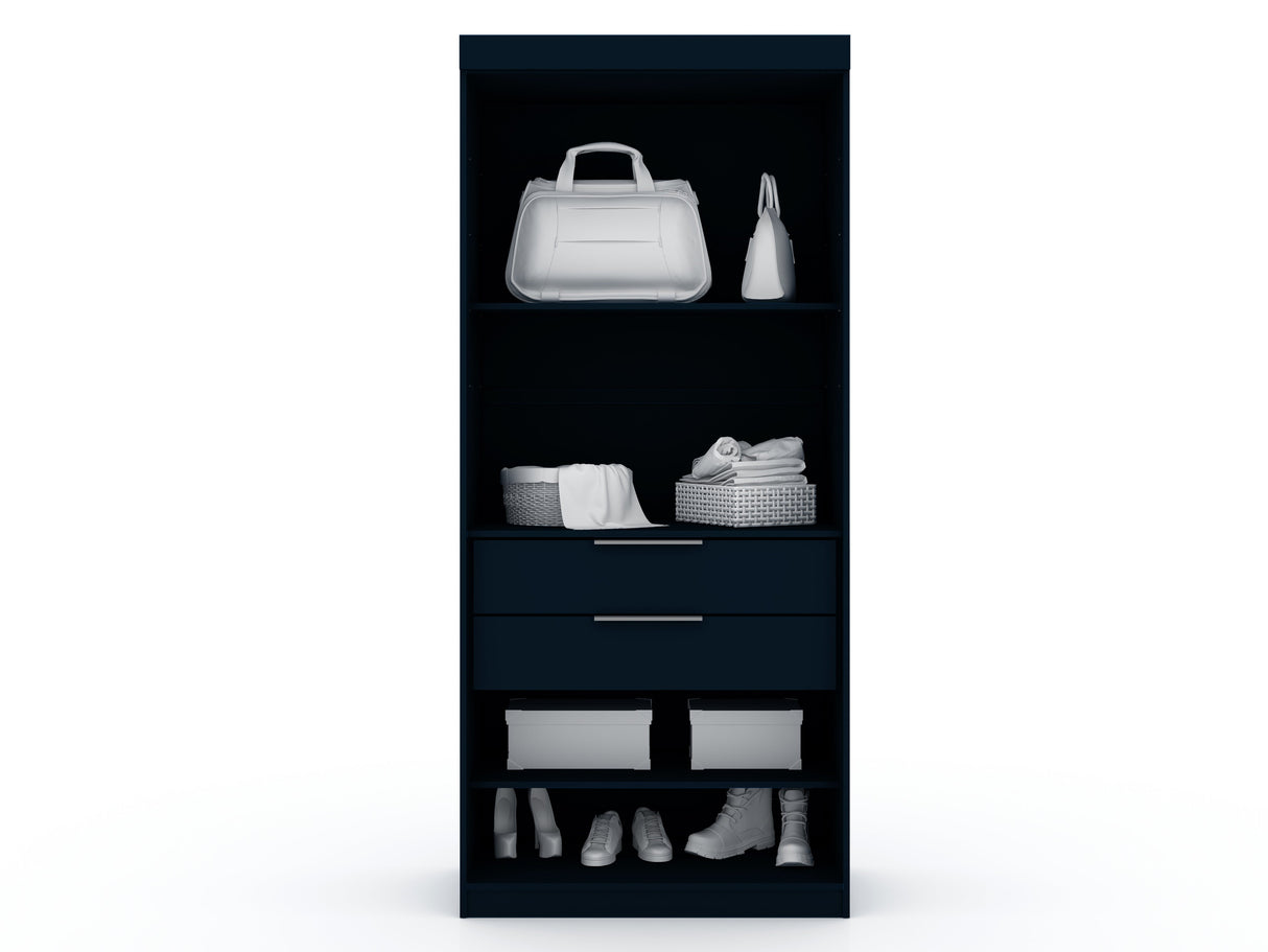 Mulberry 2.0 Sectional Wardrobe Closet in Tatiana Midnight Blue by Manhattan Comfort at Eve Furniture