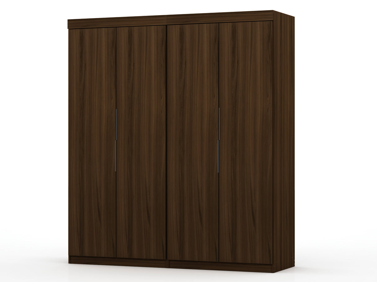 Mulberry 2.0 Wardrobe Closet in Brown (set of 2) by Manhattan Comfort at Eve Furniture