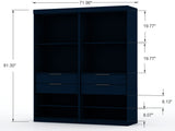 Mulberry 2.0 Wardrobe Closet in Tatiana Midnight Blue (set of 2) by Manhattan Comfort at Eve Furniture