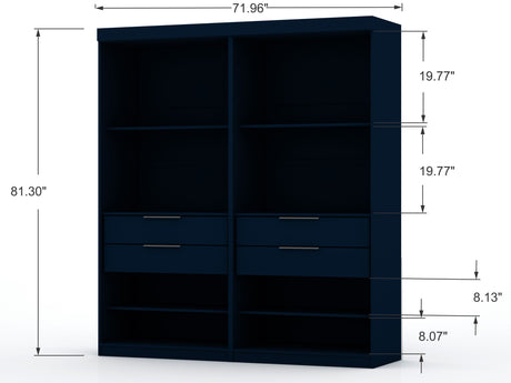 Mulberry 2.0 Wardrobe Closet in Tatiana Midnight Blue (set of 2) by Manhattan Comfort at Eve Furniture