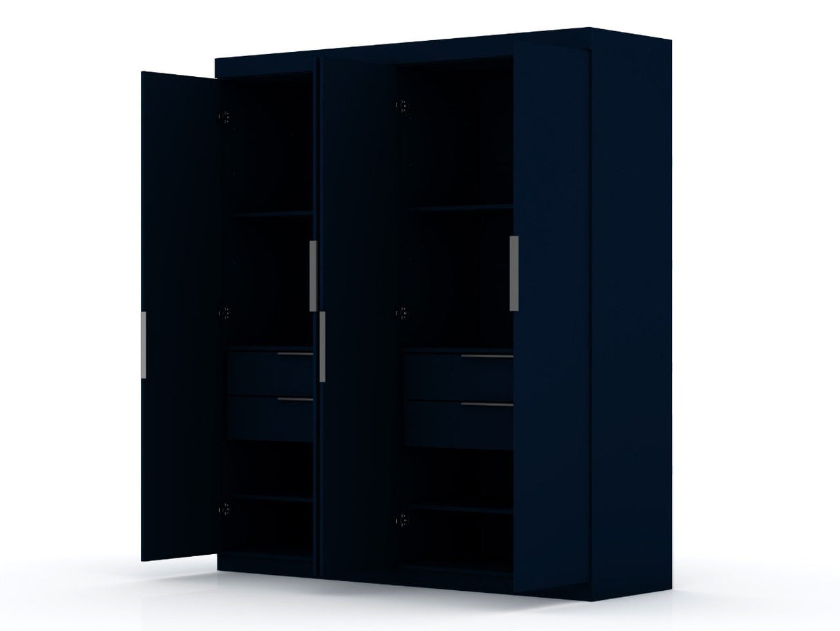 Mulberry 2.0 Wardrobe Closet in Tatiana Midnight Blue (set of 2) by Manhattan Comfort at Eve Furniture