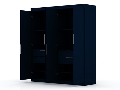 Mulberry 2.0 Wardrobe Closet in Tatiana Midnight Blue (set of 2) by Manhattan Comfort at Eve Furniture