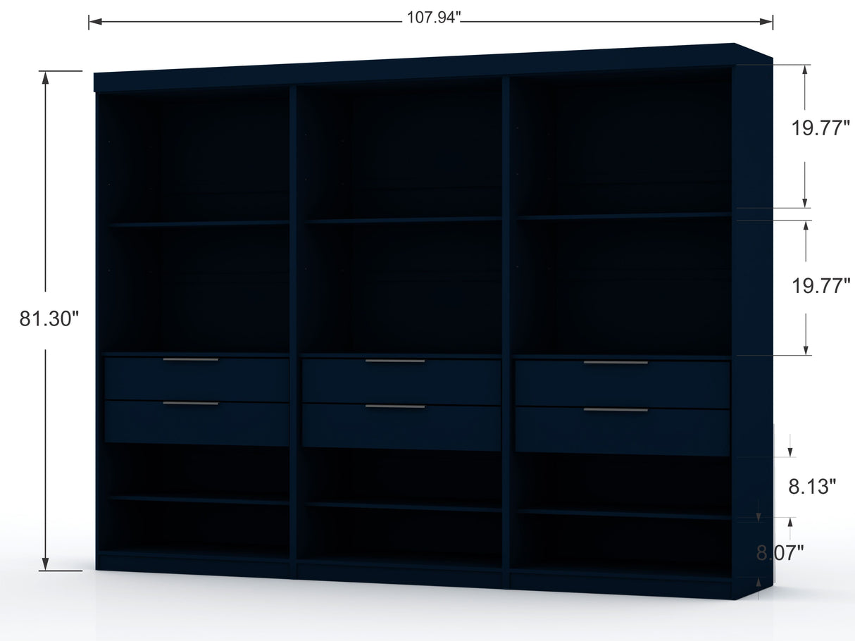 Mulberry 2.0 Wardrobe Closet in Tatiana Midnight Blue (set of 3) by Manhattan Comfort at Eve Furniture