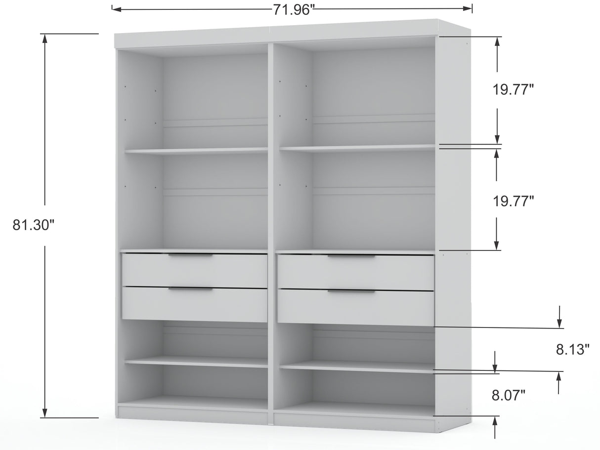 Mulberry 2.0 Wardrobe Closet in White (set of 2) by Manhattan Comfort at Eve Furniture