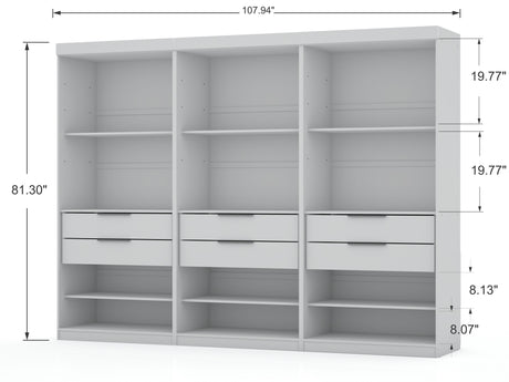 Mulberry 2.0 Wardrobe Closet in White (set of 3) by Manhattan Comfort at Eve Furniture