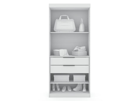 Mulberry 2.0 Wardrobe Closet in White (set of 3) by Manhattan Comfort at Eve Furniture