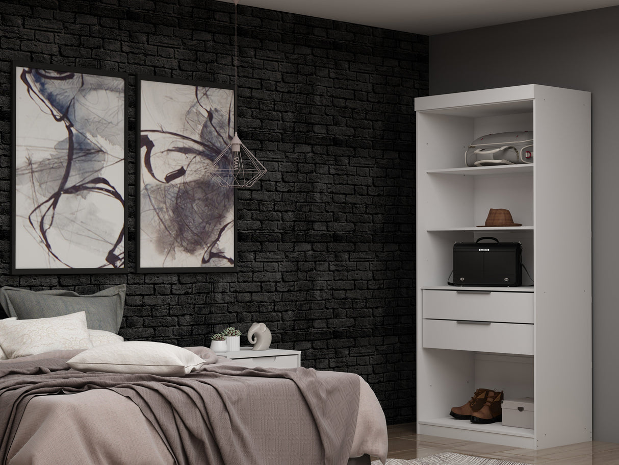 Mulberry Open 1 Sectional Closet in White by Manhattan Comfort at Eve Furniture