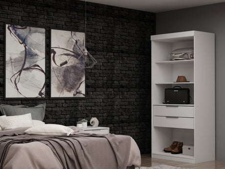 Mulberry Open 1 Sectional Closet in White by Manhattan Comfort at Eve Furniture