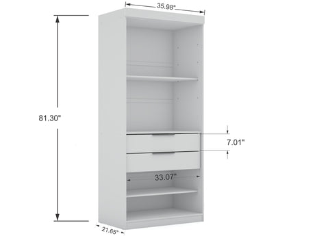 Mulberry Open 1 Sectional Closet in White by Manhattan Comfort at Eve Furniture
