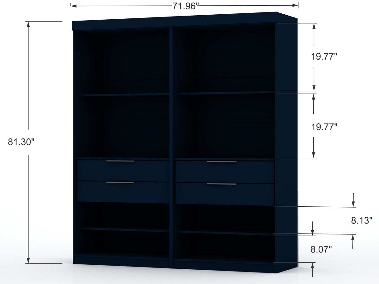 Mulberry Open 2 Sectional Closet in Tatiana Midnight Blue (set of 2) by Manhattan Comfort at Eve Furniture