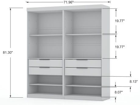 Mulberry Open 2 Sectional Closet in White (set of 2) by Manhattan Comfort at Eve Furniture