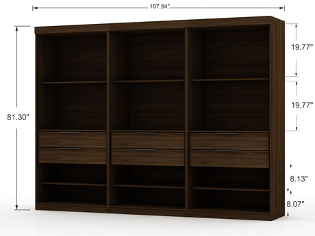Mulberry Open 3 Sectional Closet in Brown (set of 3) by Manhattan Comfort at Eve Furniture