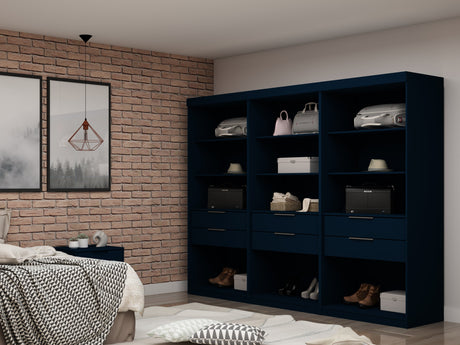 Mulberry Open 3 Sectional Closet in Tatiana Midnight Blue (set of 3) by Manhattan Comfort at Eve Furniture