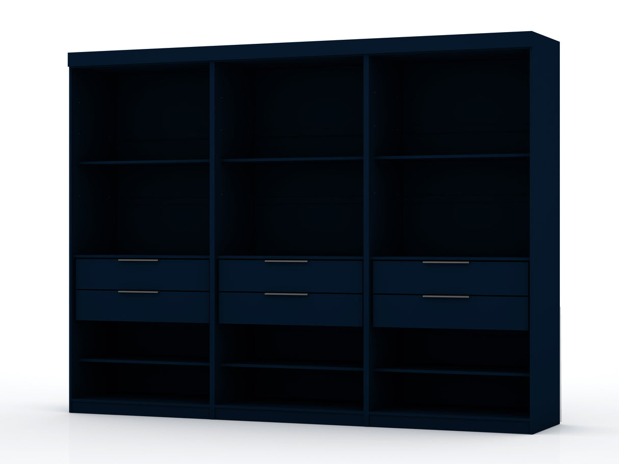 Mulberry Open 3 Sectional Closet in Tatiana Midnight Blue (set of 3) by Manhattan Comfort at Eve Furniture
