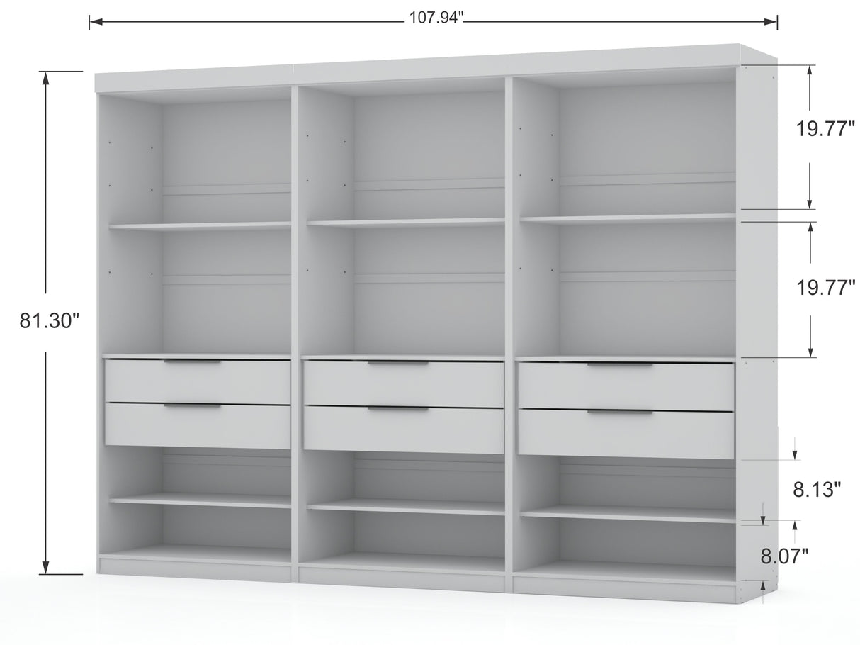 Mulberry Open 3 Sectional Closet in White (set of 3) by Manhattan Comfort at Eve Furniture