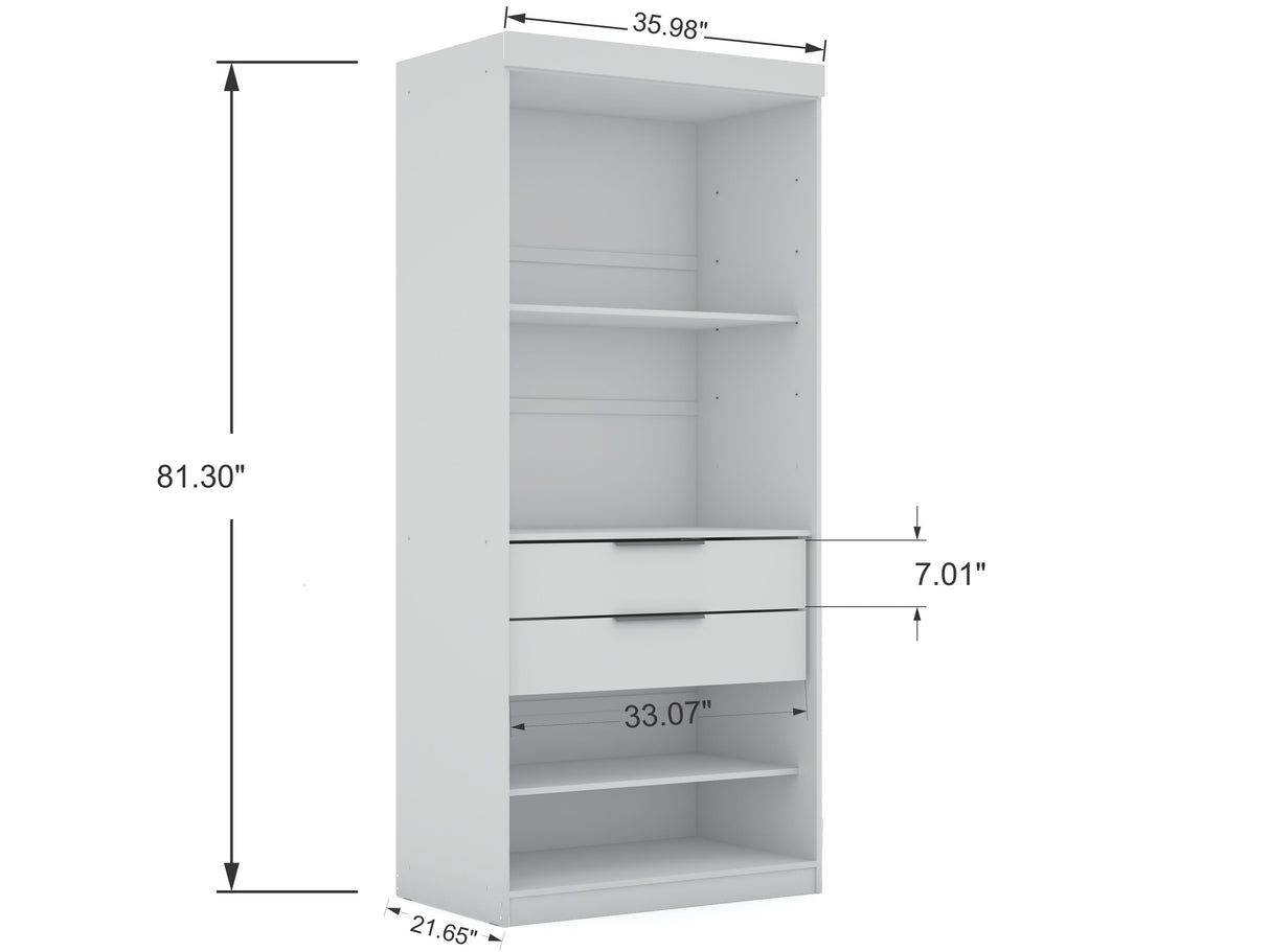 Mulberry Open 3 Sectional Closet in White (set of 3) by Manhattan Comfort at Eve Furniture