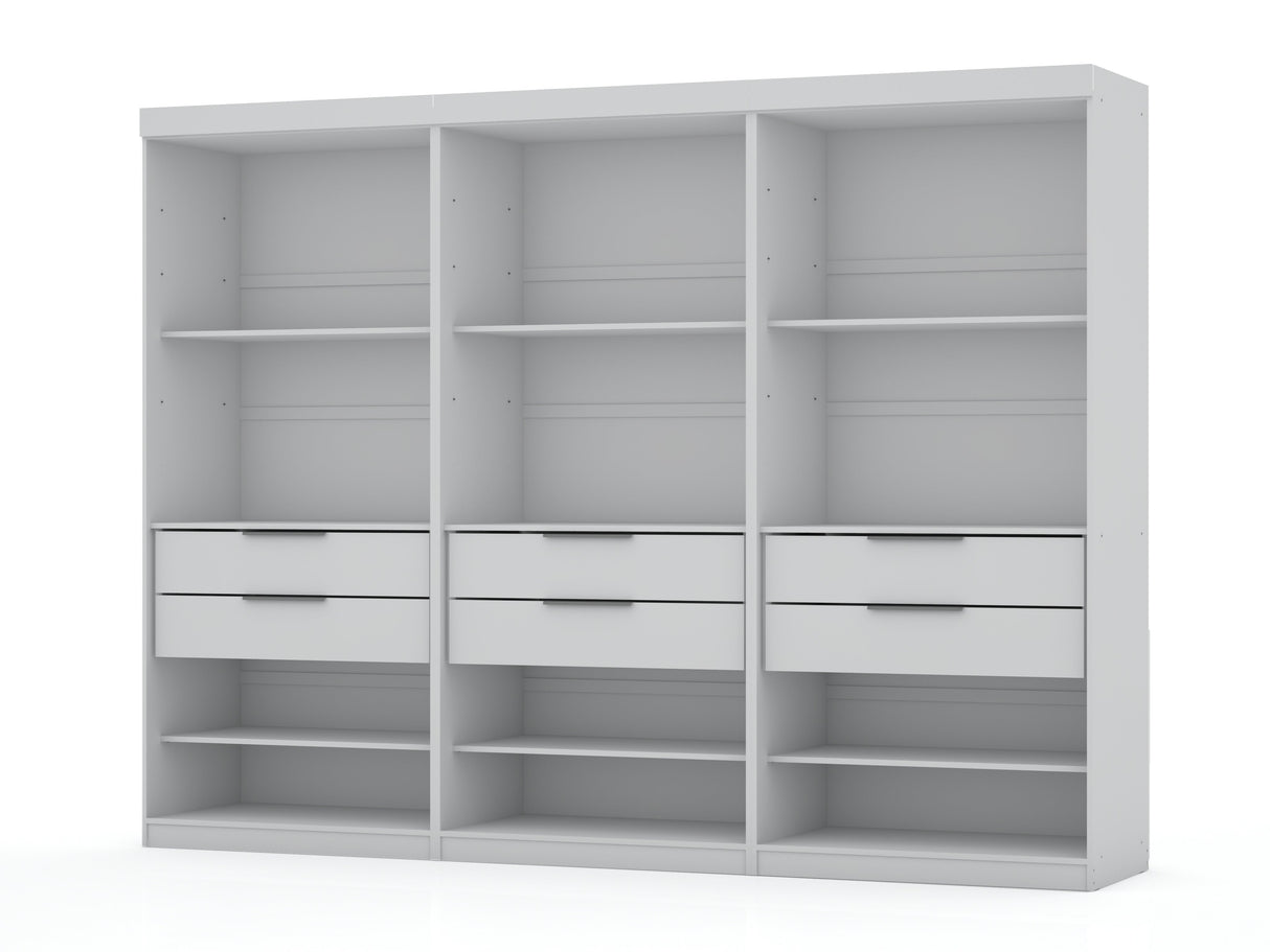 Mulberry Open 3 Sectional Closet in White (set of 3) by Manhattan Comfort at Eve Furniture