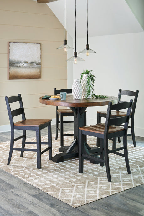 Valebeck Counter Height Dining Table and 4 Barstools in Multi