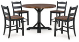 Valebeck Counter Height Dining Table and 4 Barstools with Storage in Multi