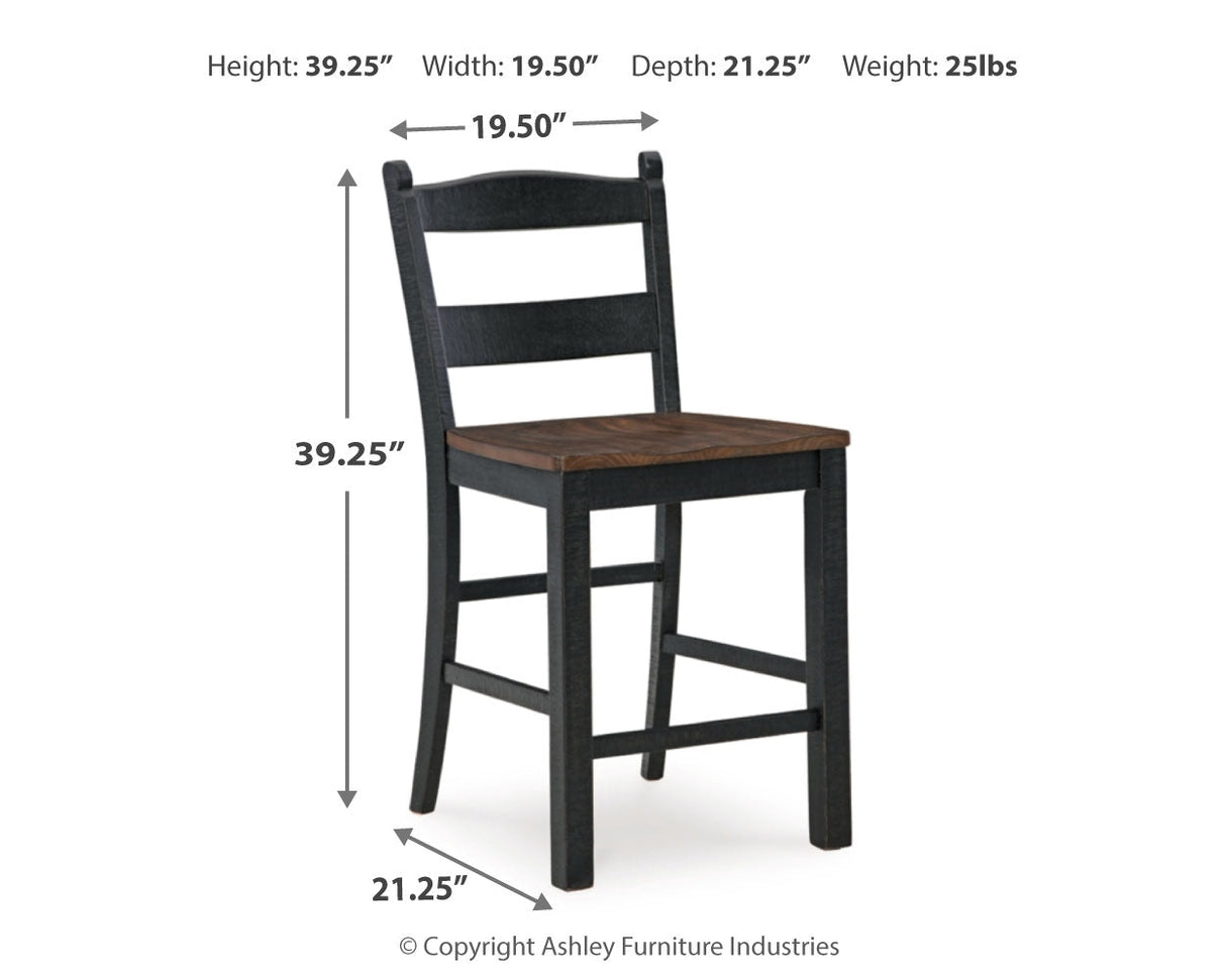 Valebeck Counter Height Dining Table and 4 Barstools with Storage in Multi