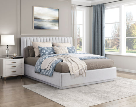 Mulvane Natural Eastern King Upholstered Platform Bed by Homelegance at Eve Furniture