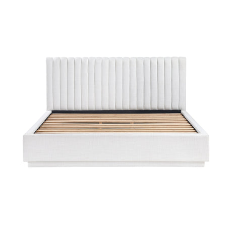 Mulvane Natural Eastern King Upholstered Platform Bed by Homelegance at Eve Furniture