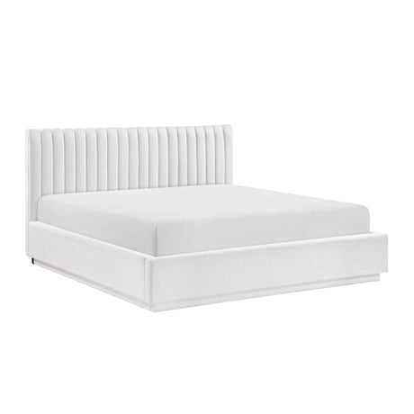 Mulvane Natural Eastern King Upholstered Platform Bed by Homelegance at Eve Furniture