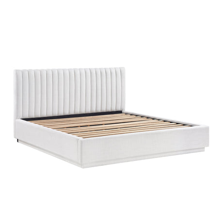 Mulvane Natural Eastern King Upholstered Platform Bed by Homelegance at Eve Furniture