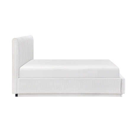 Mulvane Natural Eastern King Upholstered Platform Bed by Homelegance at Eve Furniture