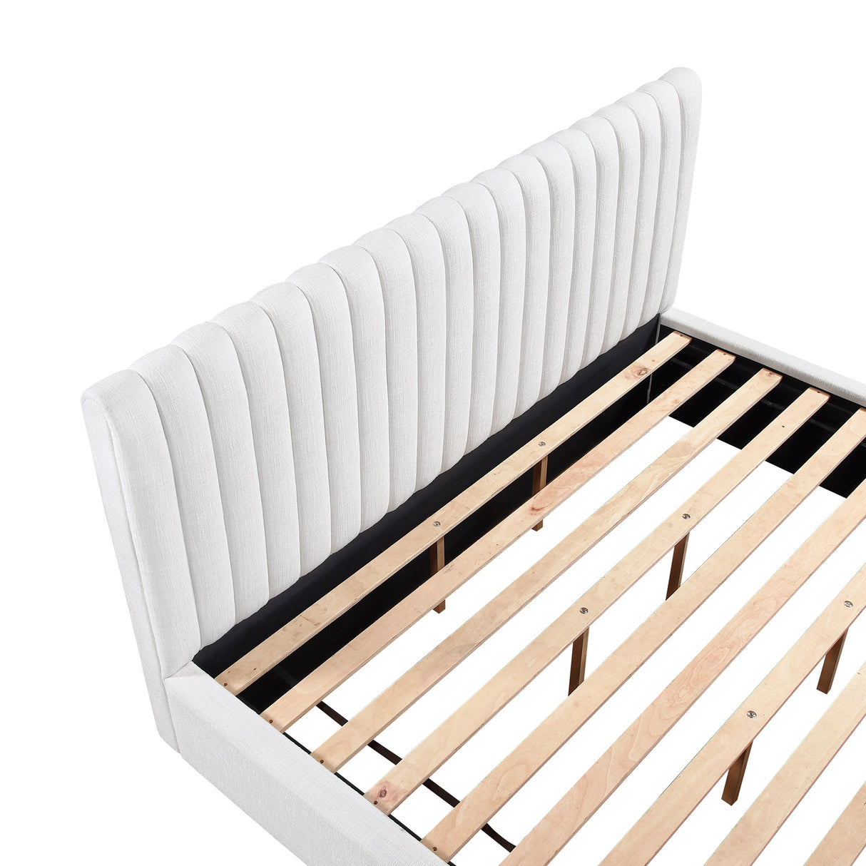 Mulvane Natural Eastern King Upholstered Platform Bed by Homelegance at Eve Furniture