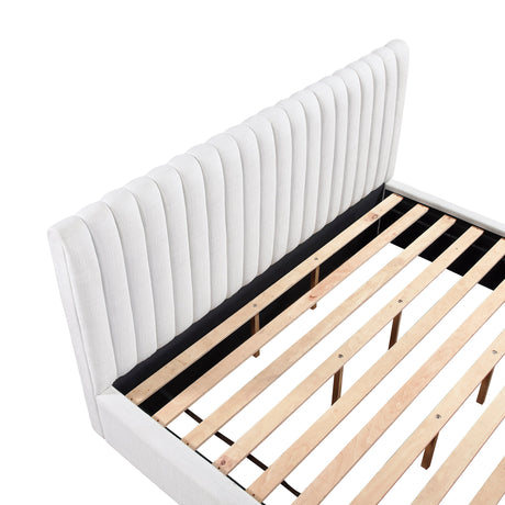 Mulvane Natural Eastern King Upholstered Platform Bed by Homelegance at Eve Furniture