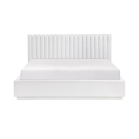 Mulvane Natural Eastern King Upholstered Platform Bed by Homelegance at Eve Furniture