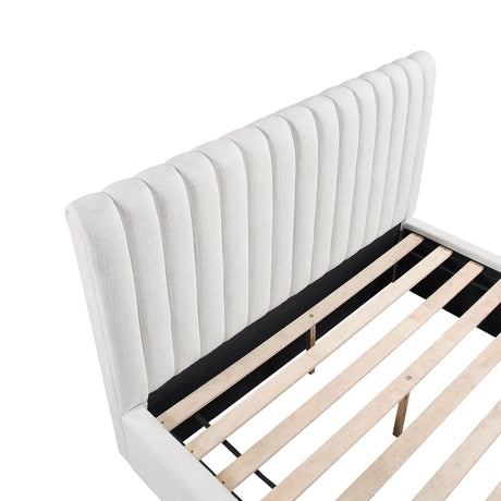 Mulvane Natural Full Upholstered Platform Bed by Homelegance at Eve Furniture