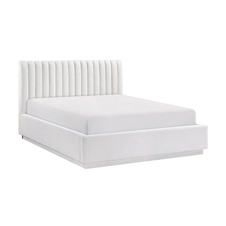 Mulvane Natural Queen Upholstered Platform Bed by Homelegance at Eve Furniture