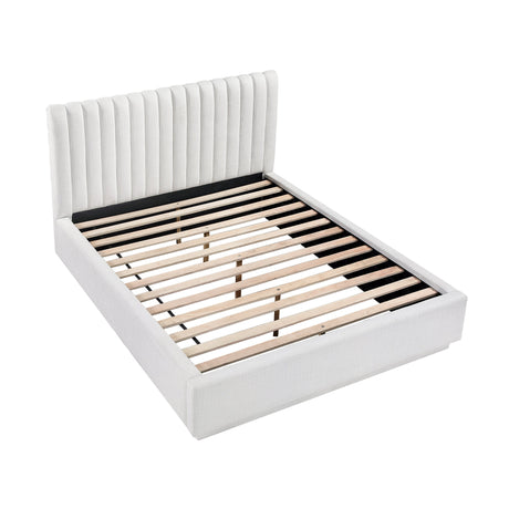 Mulvane Natural Queen Upholstered Platform Bed by Homelegance at Eve Furniture