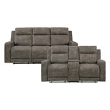 Muncie Brown 2-Piece Double Reclining Set by Homelegance at Eve Furniture