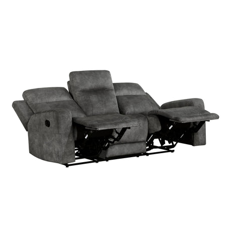 Muncie Brownish Gray 2-Piece Double Reclining Set by Homelegance at Eve Furniture