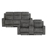 Muncie Brownish Gray 2-Piece Double Reclining Set by Homelegance at Eve Furniture