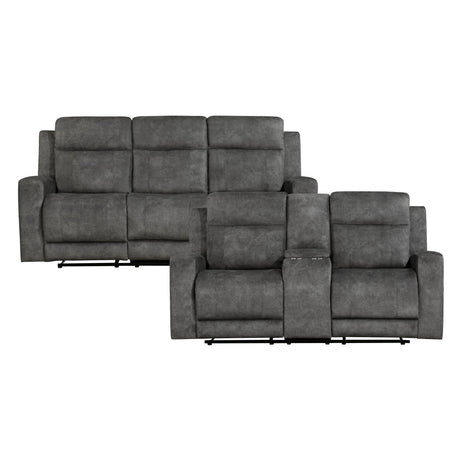 Muncie Brownish Gray 2-Piece Double Reclining Set by Homelegance at Eve Furniture