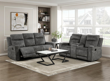 Muncie Brownish Gray Double Reclining Living Room Set by Homelegance at Eve Furniture