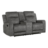 Muncie Brownish Gray Double Reclining Loveseat with Center Console by Homelegance at Eve Furniture