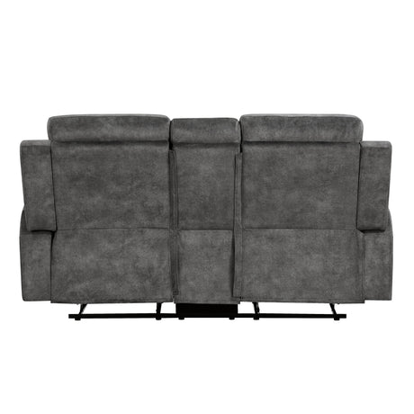 Muncie Brownish Gray Double Reclining Loveseat with Center Console by Homelegance at Eve Furniture