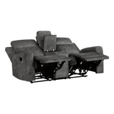 Muncie Brownish Gray Double Reclining Loveseat with Center Console by Homelegance at Eve Furniture
