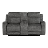Muncie Brownish Gray Double Reclining Loveseat with Center Console by Homelegance at Eve Furniture