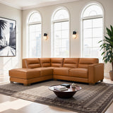 Muncie L-Shaped Sofa with Plush Cushions & Walnut Wood Legs by Ashcroft Imports at Eve Furniture