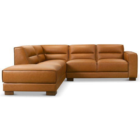 Muncie L-Shaped Sofa with Plush Cushions & Walnut Wood Legs by Ashcroft Imports at Eve Furniture