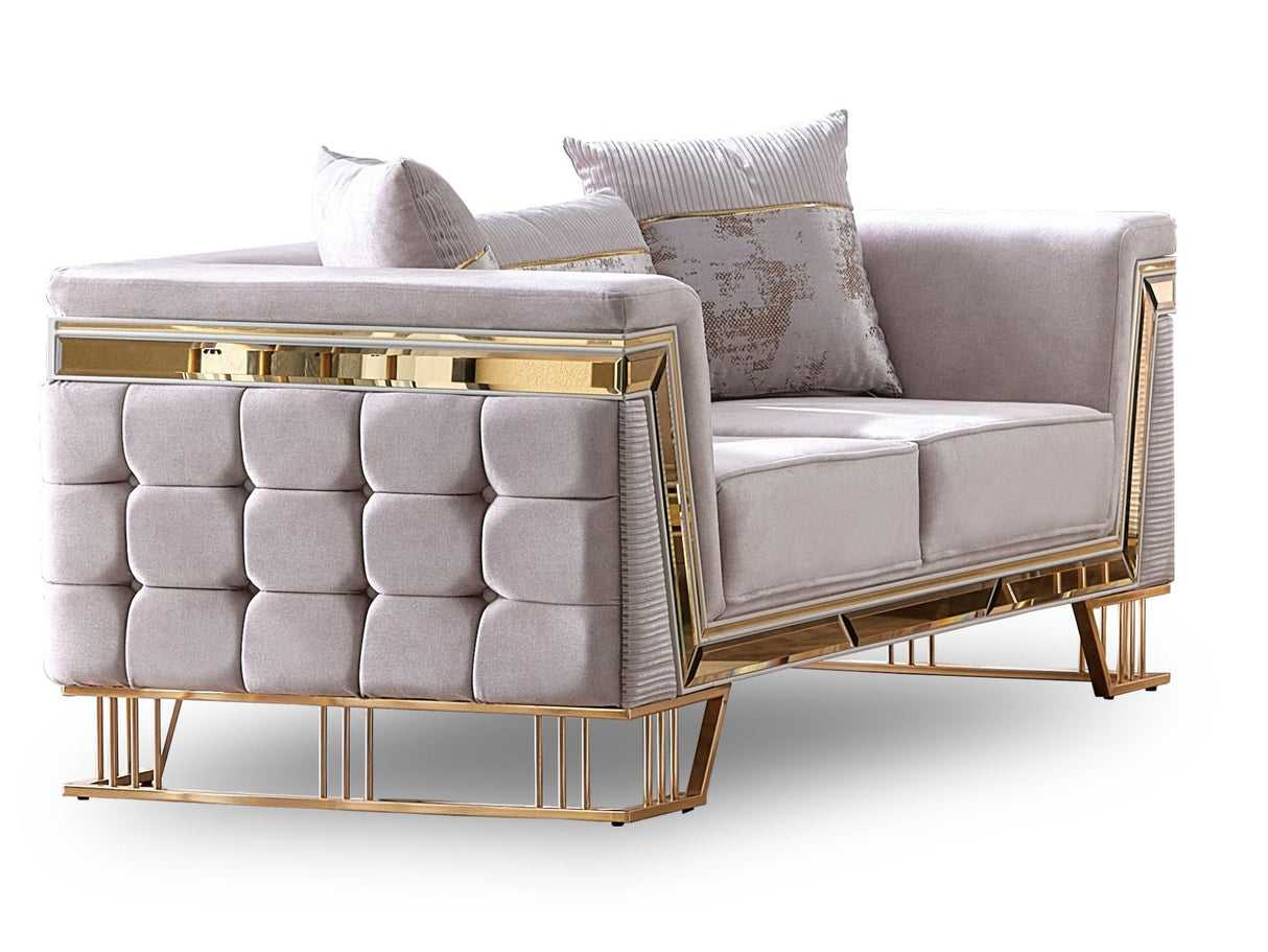 Munich 3-pieces (Sofa & Loveseat & Chair) Livingroom Set in Cream by Furnia at Eve Furniture
