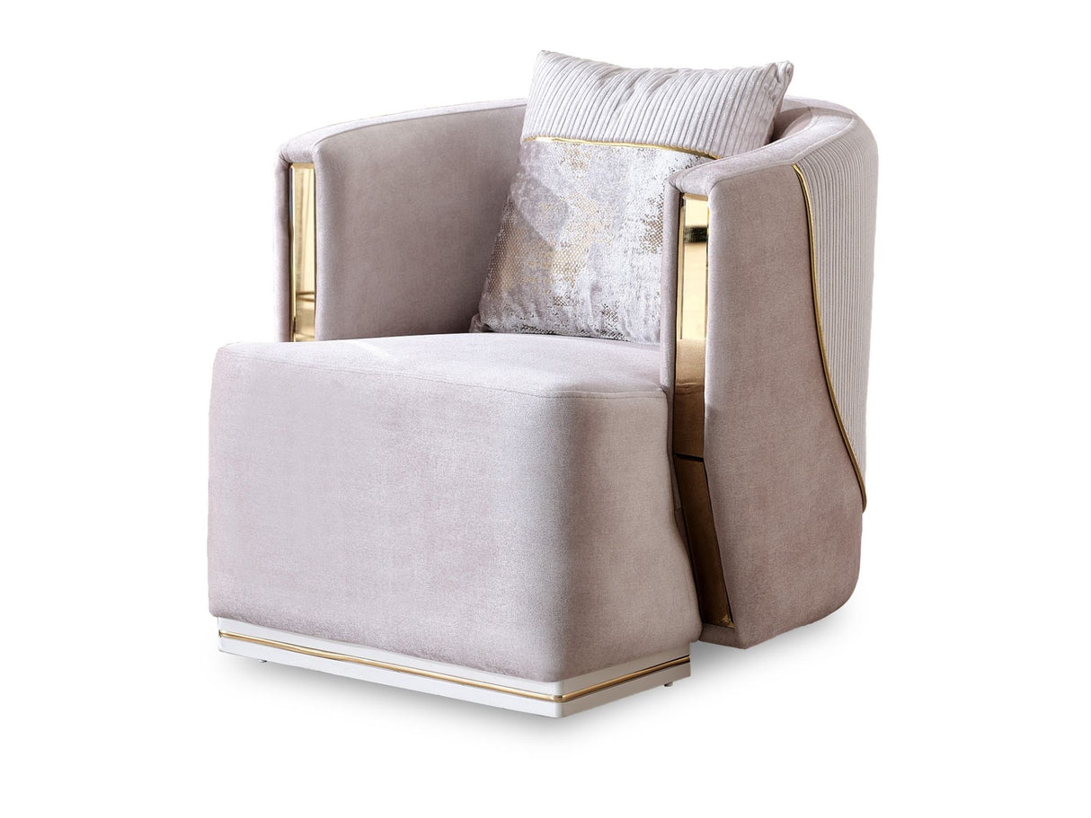 Munich 3-pieces (Sofa & Loveseat & Chair) Livingroom Set in Cream by Furnia at Eve Furniture